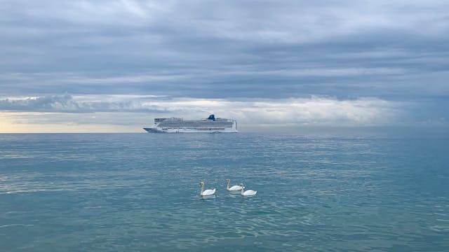 Cruise ship in bay of Cannes